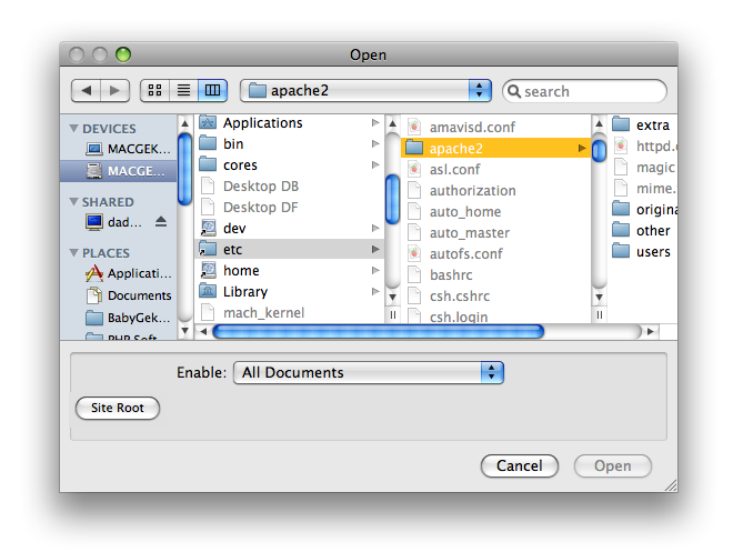 OS X Open File Dialog